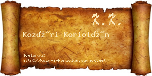 Kozári Koriolán névjegykártya